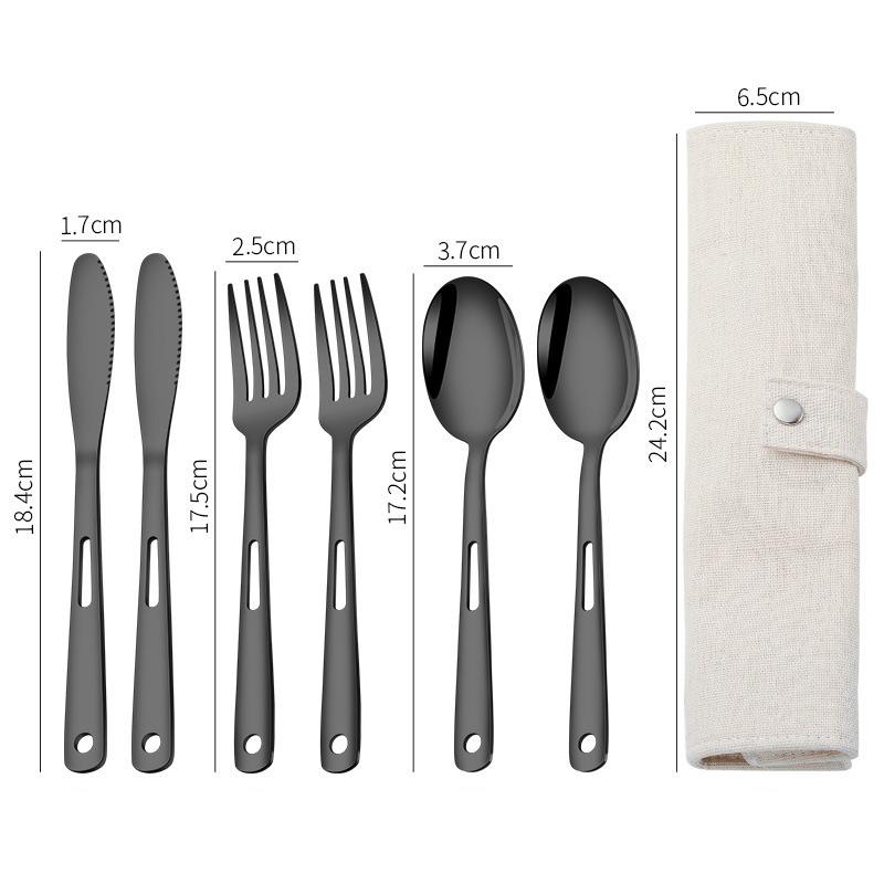 Cutlery Set Stainless Steel Portable Cutlery Dinner Knife Fork Spoon 1 Set With Storage Bag Suitable For Travel Camping Cutlery