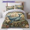 Sleeping fish Pattern Bedding Quilt Set Quilt Cover Pillowcase Home Decoration Birthday Gift (1 * duvet cover + 2 * pillowcase, without core)