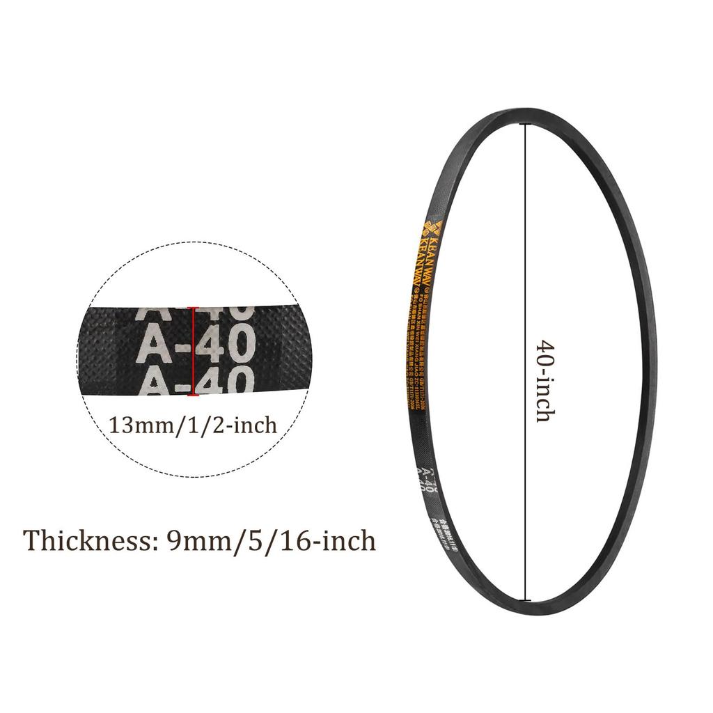 Kozelo A-40 Drive V-Belt 1020mm Inner Perimeter A-Section Rubber Drive Belt Wound for Transmission
