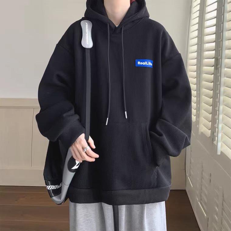 

Мужское ретро худи оверсайз на флисовой подкладке - стиль осень/зима L