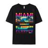 Nouveaux T-shirts Porter Miami Floride Miami Lever de Soleil Coloré T-shirt Homme T-shirt Homme Oversize Hauts pour Homme