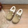 Fleece platform cotton shoes, new Korean version of versatile fashion Boken Doudou shoes in autumn 2025, fleece warm cotton shoes