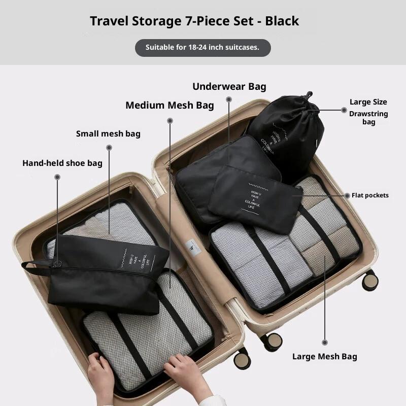 7Pcs/Set Travel Storage Bag Set Travel Clothing Storage Bag Luggage Organizer Bags Toiletry Shoe Clothing Underwear Sorting Bag