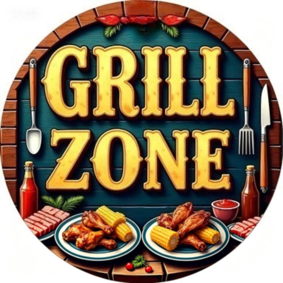 Vintage BBQ Area Round Metal Tin Sign Grilled Steak Vegetables Flame Pattern Retro Wall Decor for Backyard Patio Bar