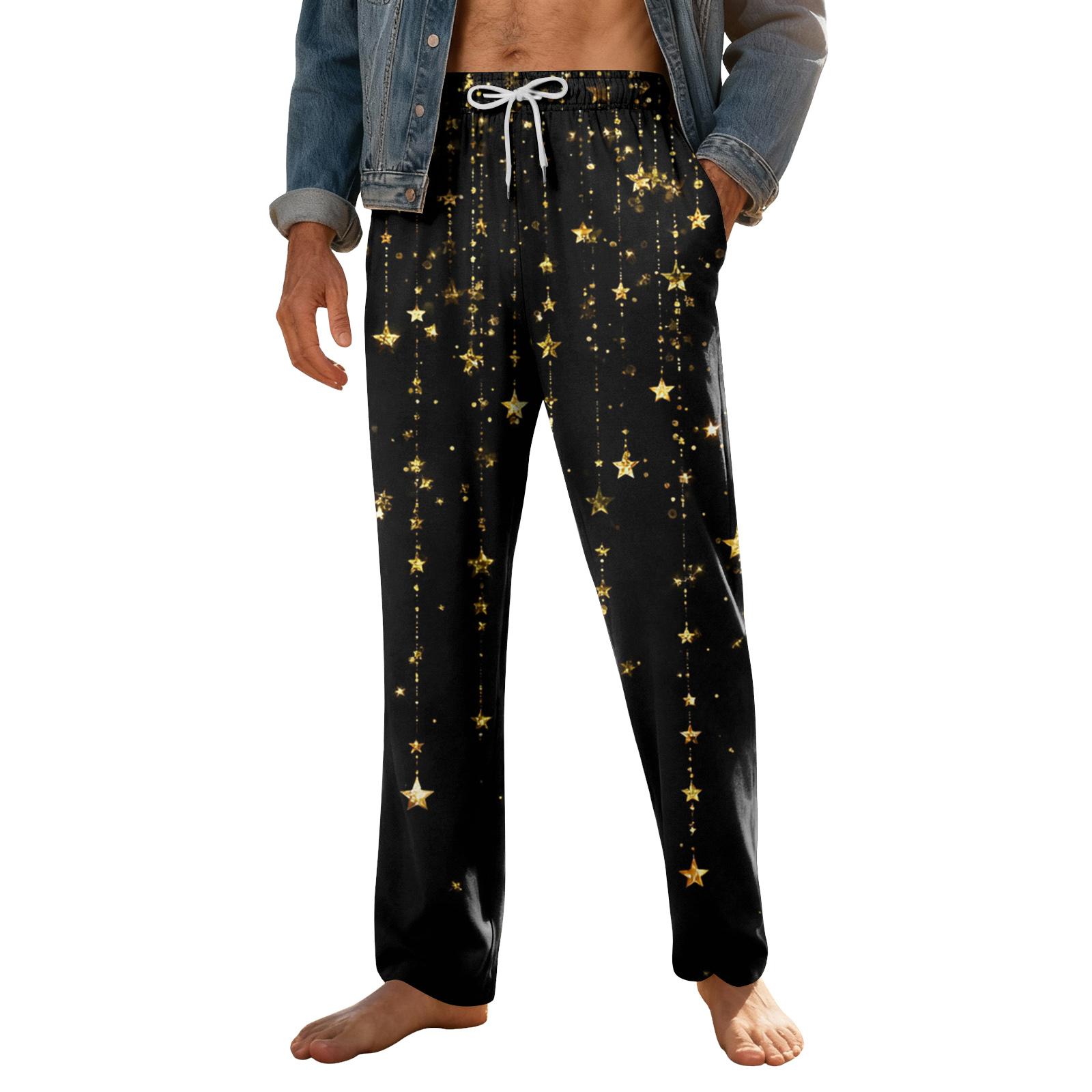 

Мужские домашние мягкие пижамные штаны со шнурком и карманами, повседневные спортивные штаны XXL чёрный