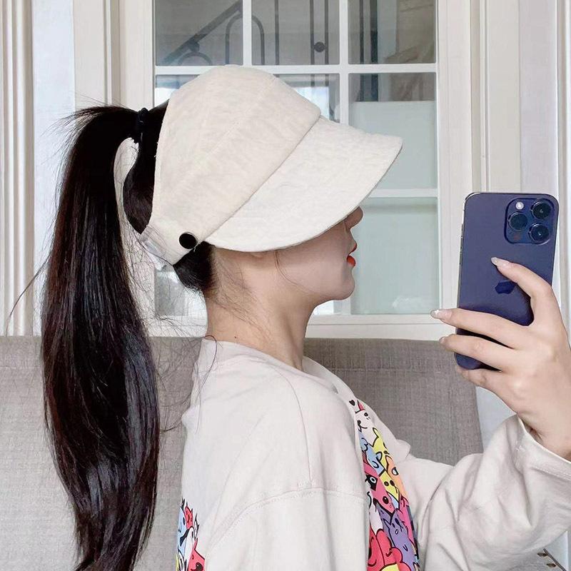 Seersucker Duck Tongue Fisherman Hat Women's Spring and Summer Empty Top Hat Sunscreen Visor Tide