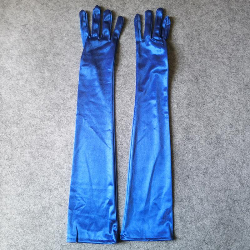 Women  Long Solid Satin Soft Multicolor Ceremonial Gloves Drive Ride Dance Performance Sunscreen Cosplay Elasticity