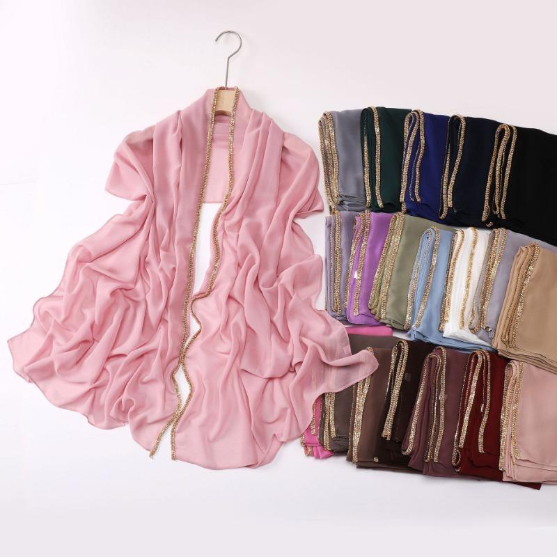 Ethnic Style Shiny Diamond Chiffon Scarf For Women All Season