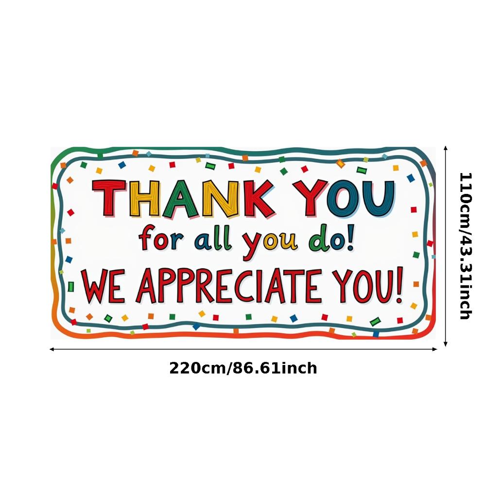 

Colorful Design Thank You Banner Decorative Pattern Appreciation Sign for Office Event Employee Recognition Party Decoration