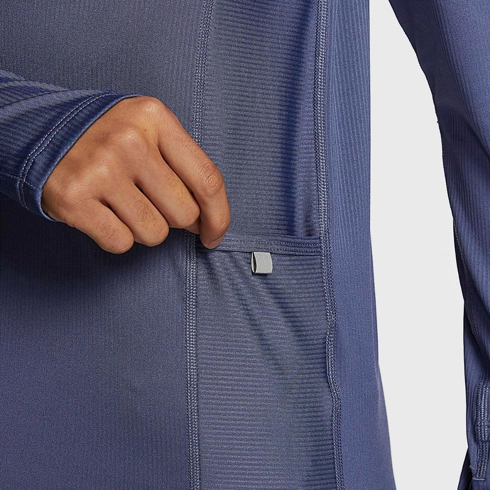 Nike Logo Print Quick-Dry Vintage Long-Sleeve T-Shirt Women Tops Phantom-Blue DX0309-491