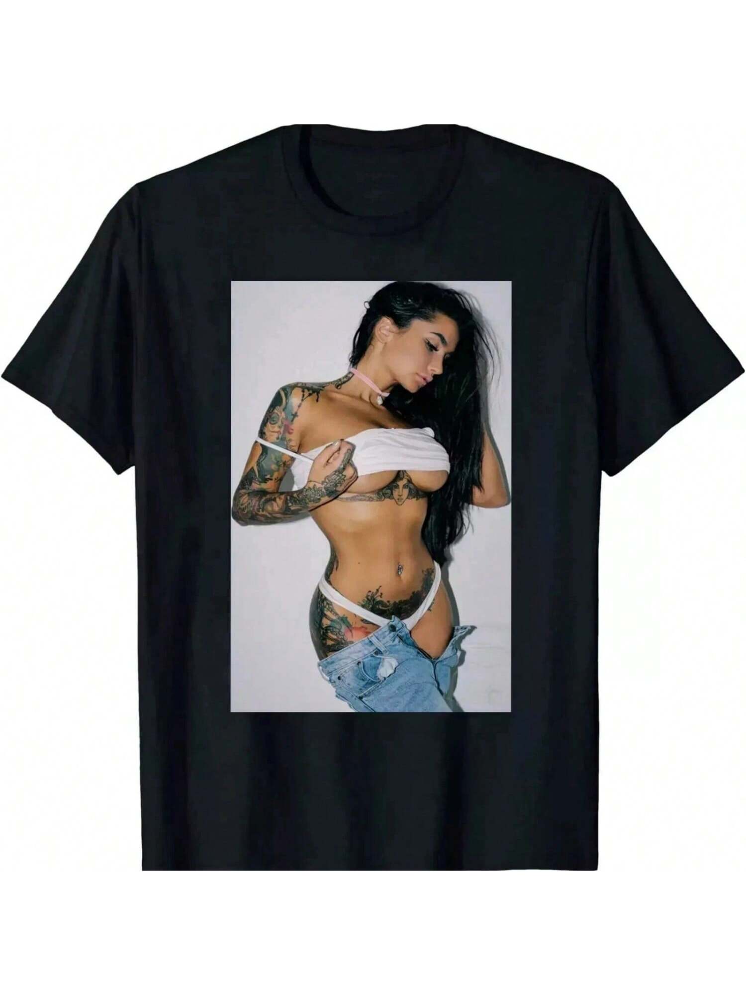 unisex s Summer Casual Top Hot Girl T-Shirt unisex s Sexy Pretty Tattooed Girl Printed Gift Fan T-Shirt Harajuku Wounisex Clothes Y2k Top S