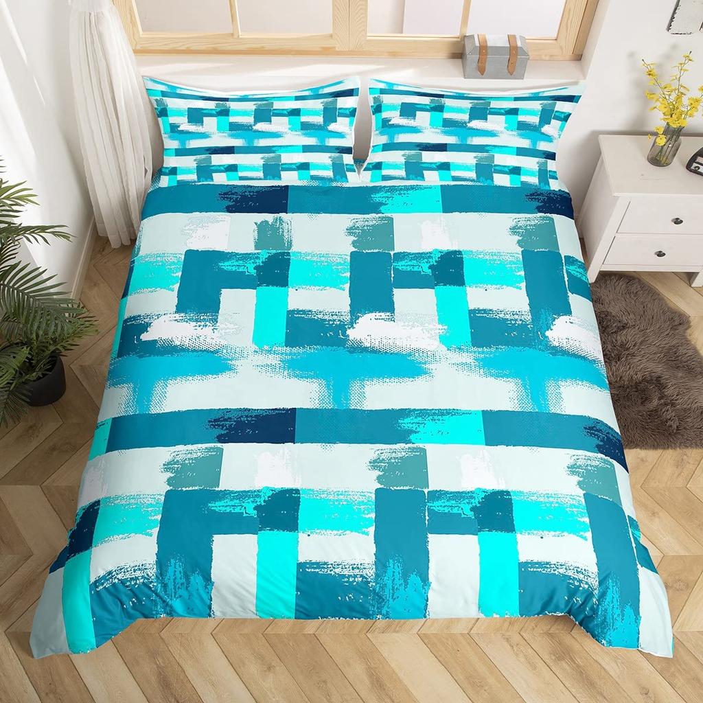 Rött Grått Vitt Randigt King Påslakan Gradient Geometriskt Sängklädesset Modernt Randigt Konst Täcköver Polyester Quiltöverdrag