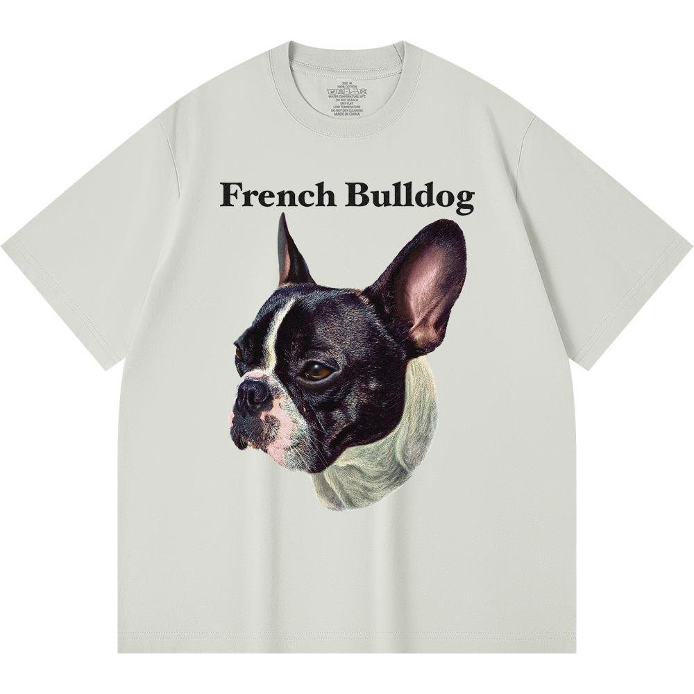 230GSM 100% Cotton T-Shirt French Bulldog-1 Print Tees Funny Harajuku Style Combed Cotton Tshirt