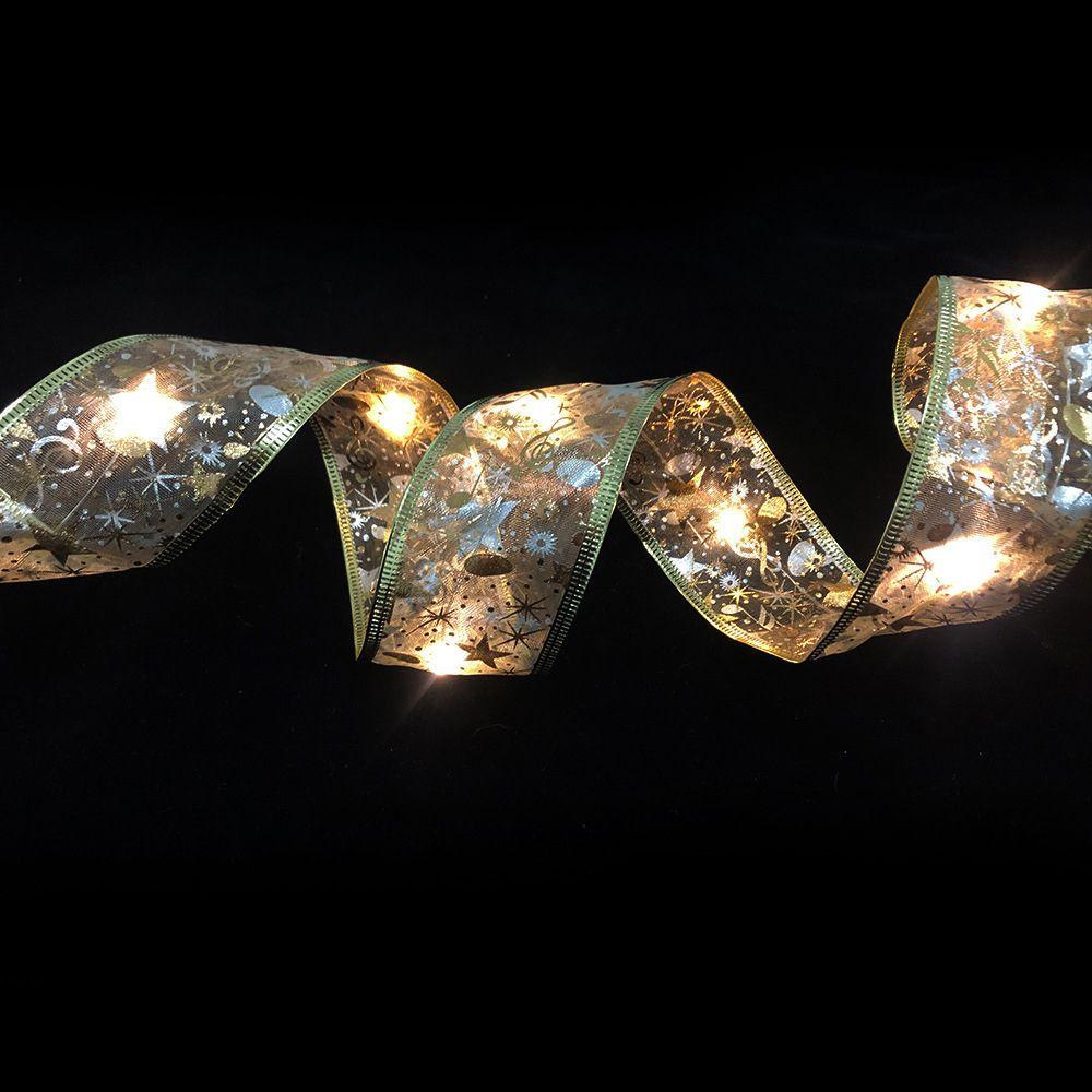 

Decor Ribbon Bows Lights LED Lights Christmas Ribbon Xmas Tree Ornaments Christmas Tree Decorations Gold-Warm