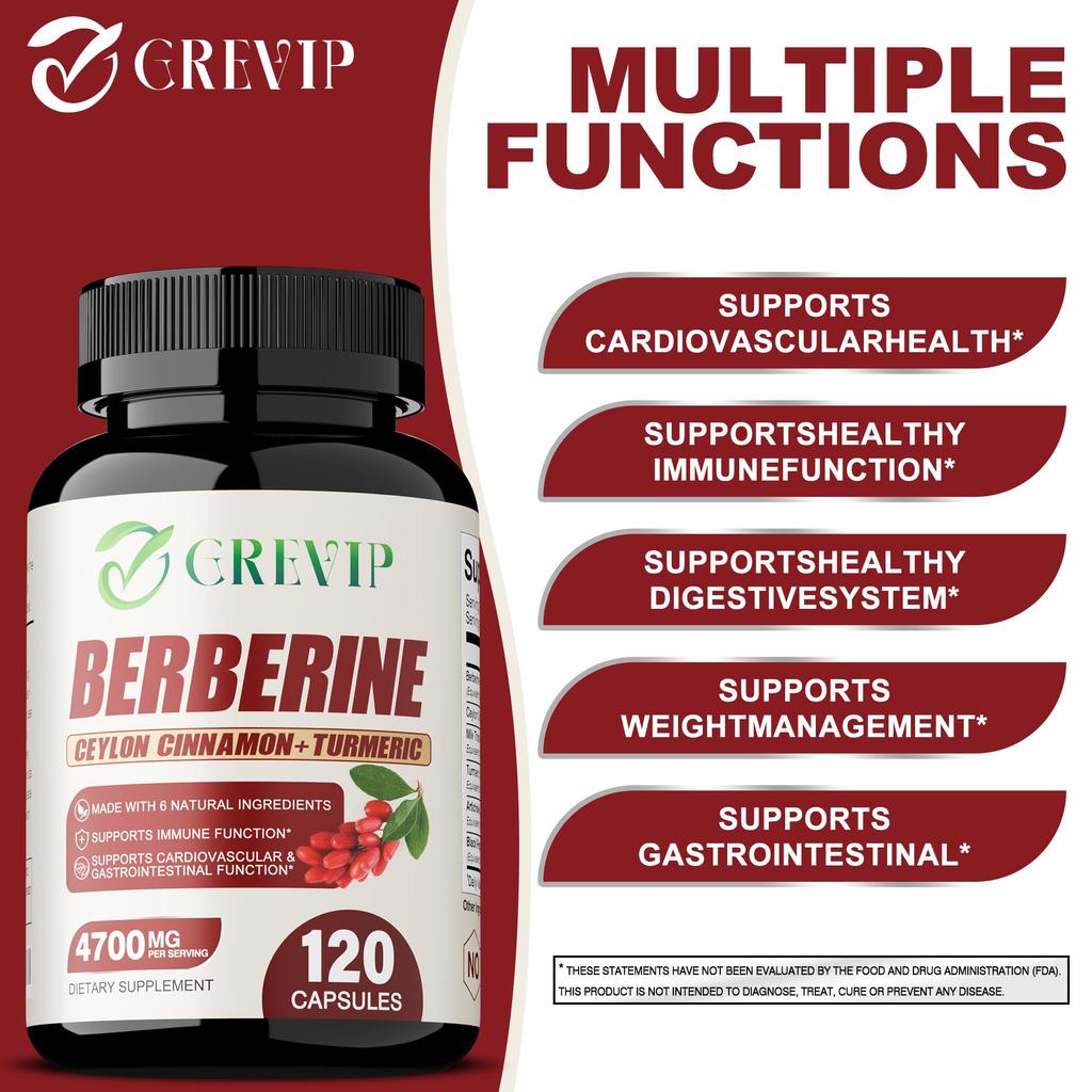 Berberine HCI 4700mg - Ceylon Cinnamon, Healthy Cholesterol, Metabolism & Health