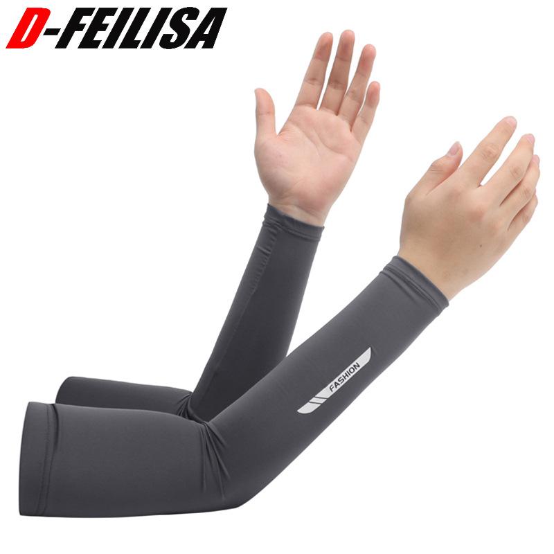 

Summer new men s sunscreen ice silk sleeves UV protection driving cycling long arm sleeves outdoor sports L