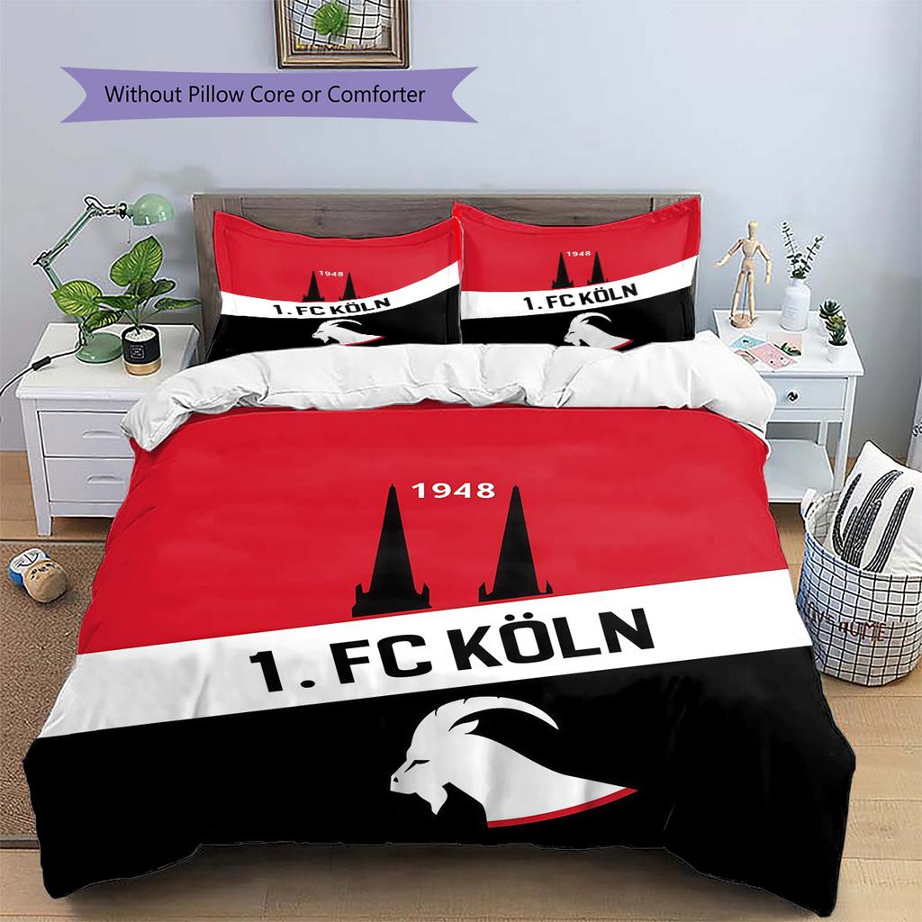 1. Set Copripiumino Trapuntato con Fantasia FC Köln Decorazione per la Casa Regalo (1 * copripiumino + 2 * federe senza imbottitura)