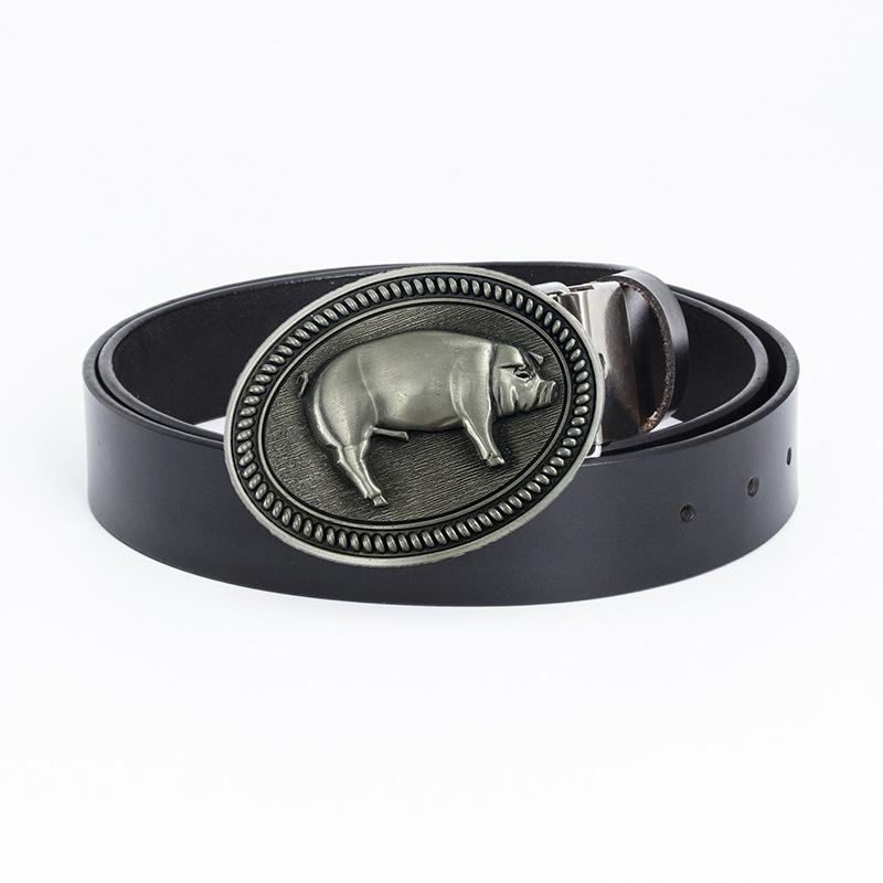 Men's Retro Cowhide Belt with Smooth Buckle - Korean Style, Trendy and Simple Wide Waistband.