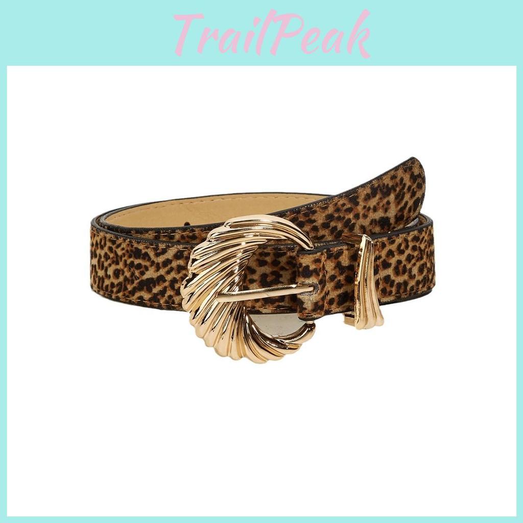 Tiger Print Womens Faux Leather Belt With Gold Alloy Buckle And Vintage Leopard Pattern For Fashion