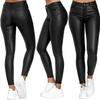 Spring Women's Solid Color Skinny Leather Casual Long Pants