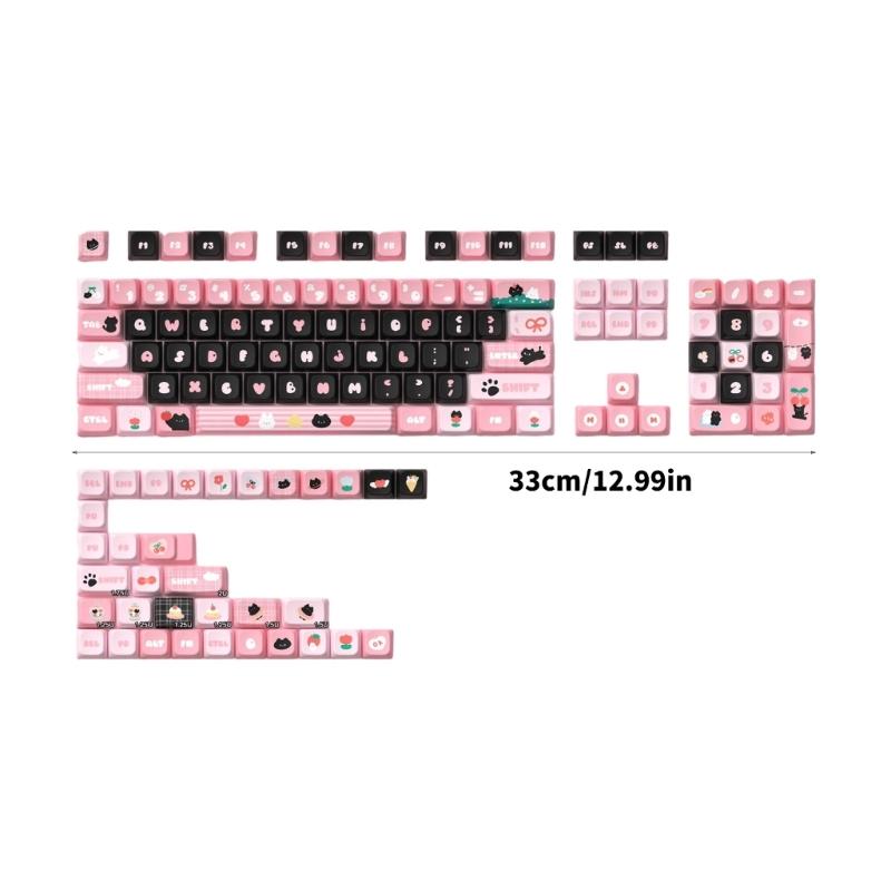 Zwarte Katten Keycaps 138/158 Toetsen MDA Profiel PBT Keycaps Sublimatie Schattige Mechanische Keycaps toetsenborden Accessoires