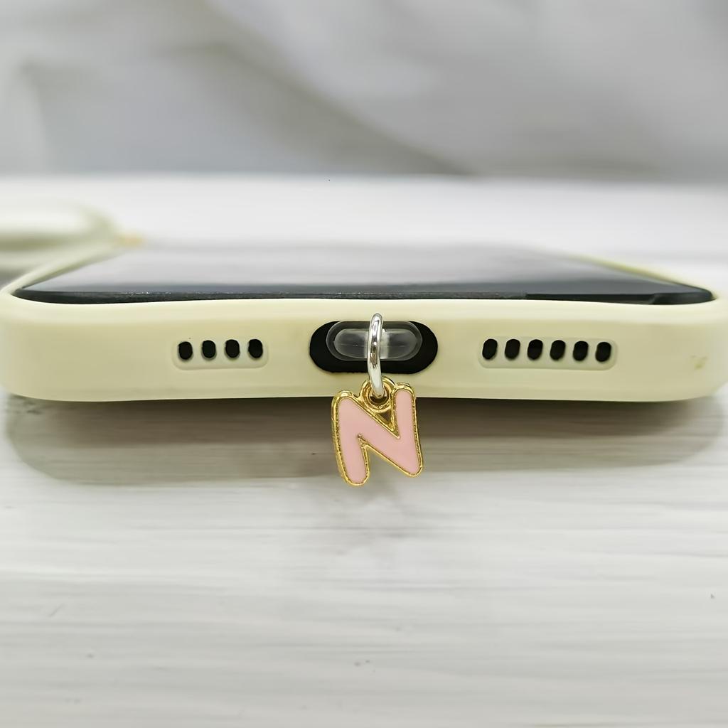1 Stück Legierung Rosa Buchstabenanhänger Handy Staubschutzstecker Wasserdicht Staubdicht Staubfest