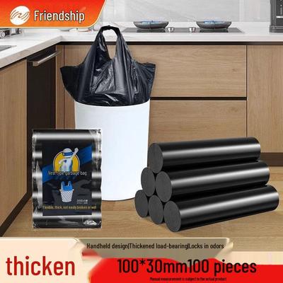 Large Black Portable Thick Garbage Bags for Kitchen and Office Use