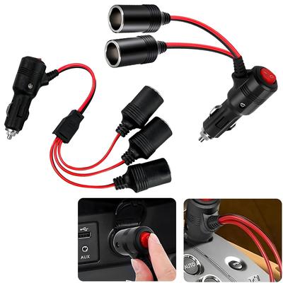 Car Cigarette Lighter Splitter 1 To 3 Car Cigarette Lighter 12V24V Splitter Adapter Cigarette Lighter Extension Cord with Switch