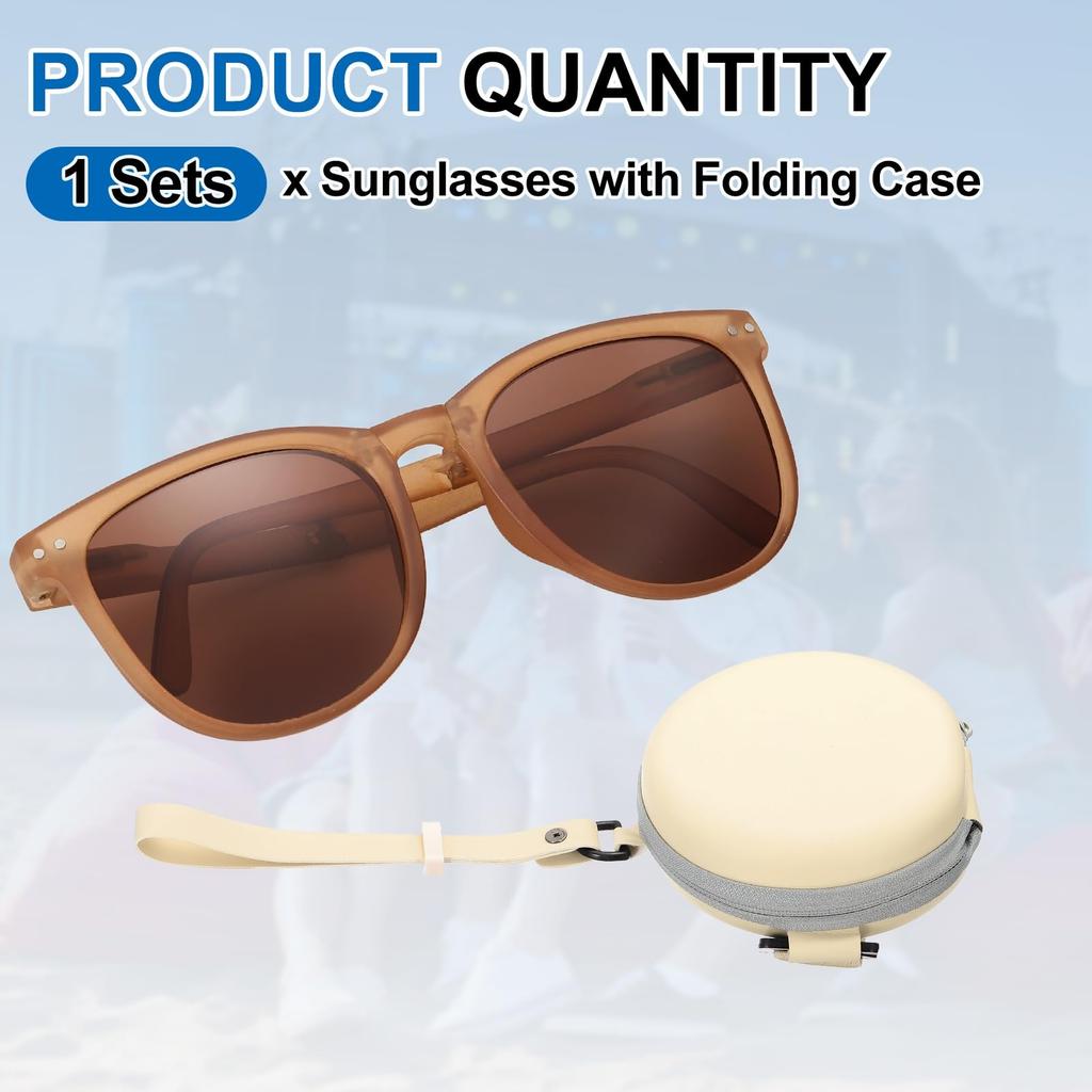 Unisex Folding PC Sunglasses Trendy Sunglasses with Original Box Perfect for and Photography Sun Protection Tan Color [uxcell] - - Driving, Shopping,