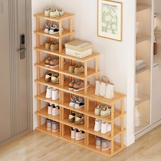 5/7/8 Etagen Vertikales Schuhregal Holz Schmaler Schuhständer Kleiner Schuh-Organizer Platzsparend Eckschuhregal Hoher Schuhturm Freistehendes Schuhregal