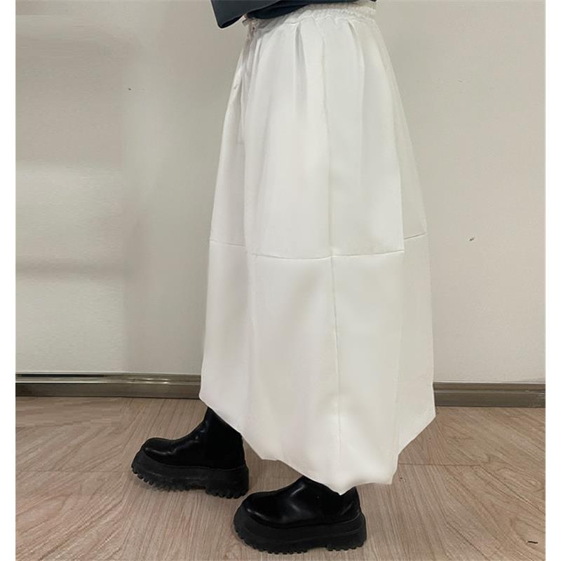 Women's Spring and Summer Retro Loose Solid Color Skirt A-line Skirt Half-body Big Swing Skirt
