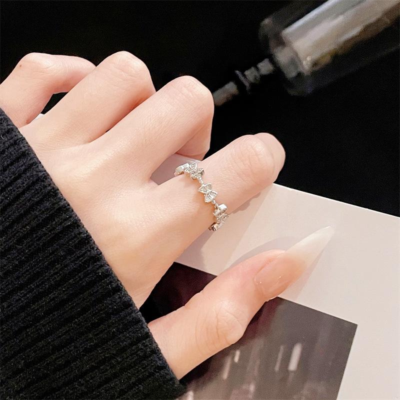 Light Luxury Butterfly Super Flash Zir*****Pen Ring Exquisite High Sense Fashion Elegant Personality Romantic Ring