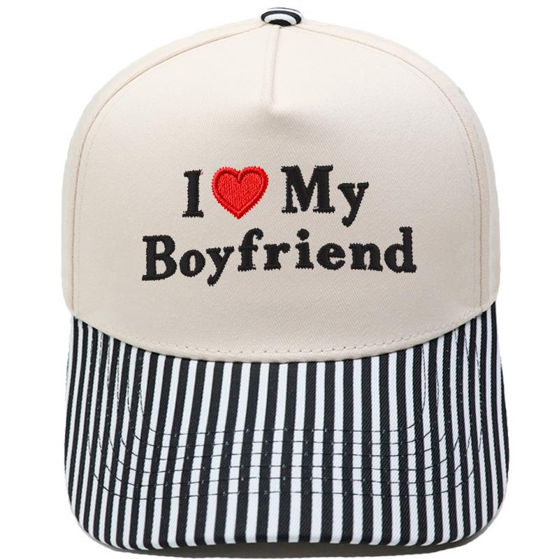 My Boyfriend Love Embroidery Truck Driver Baseball Cap Retro Color Matching Men's and Women's Casual Sun Hat
