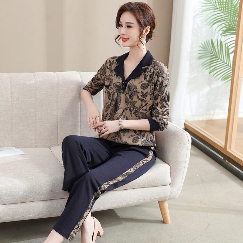 

Костюм-двойка осень 2023 для женщин среднего возраста - элегантный спортивный комплект на весну и осень 5XL (150-165 jin)