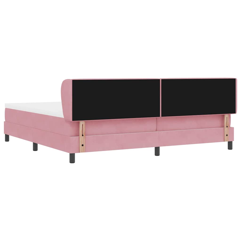 Box Spring Bed with Headboard Pink 200 x 200 cm Velvet