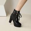 Stivali Ankle Boots Donna Fibbia Tacco Alto Spesso Rosso Rosa Nero Abito da Festa Donna Inverno Peluche Allacciatura Zip Piattaforma Stivaletti Corti