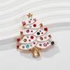 Stylish Christmas Brooch With Rhinestones Beautiful Holiday Christmas Tree Snowman Brooch For Women Rhinestones Decors