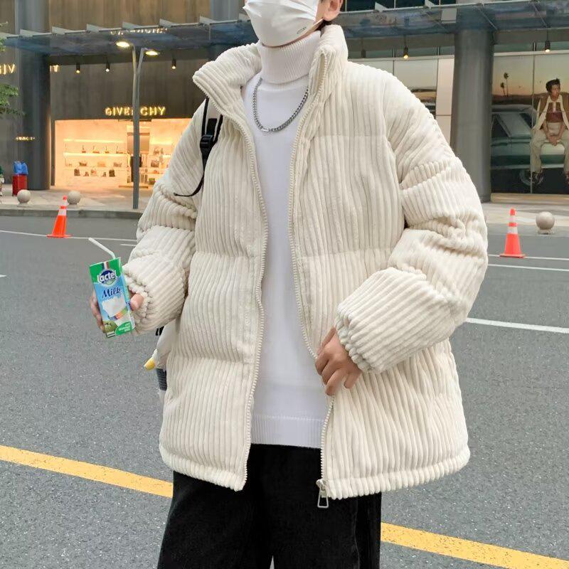 Hong Kong Style Men's 2024 Autumn/Winter Trendy Thick Cotton Jacket