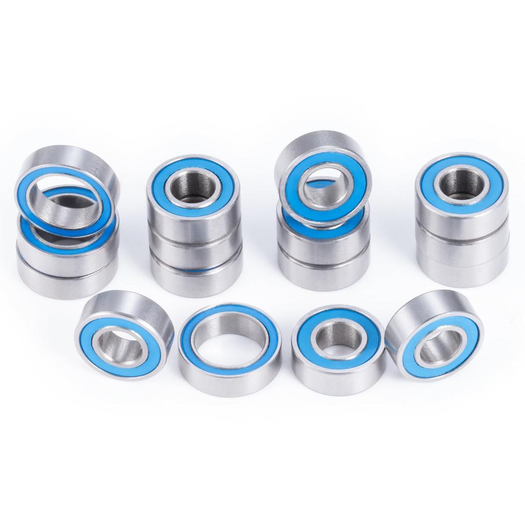 TRZX 16-Piece Metal Rubber Sealed Bearing Kit Upgrade Parts for Tamiya TT-02B RC Car