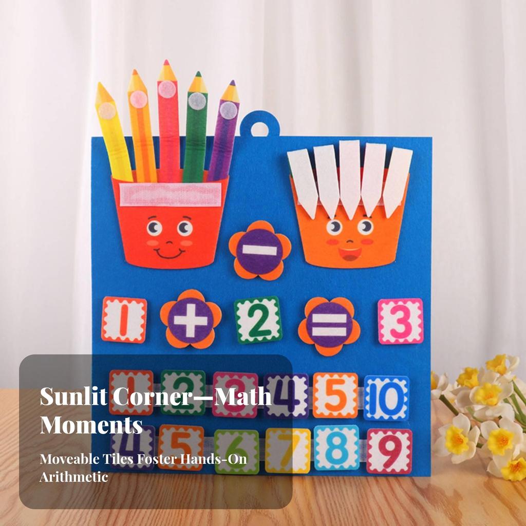 Counting Board with Felt Fingers Hands-on Educational Toy Portable for Preschool