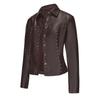2024 Spring and Autumn New Rivet Leather Jacket Cardigan Button Leather Jacket European and American Fashion Thin Jacket Cross-border Women's Clothing