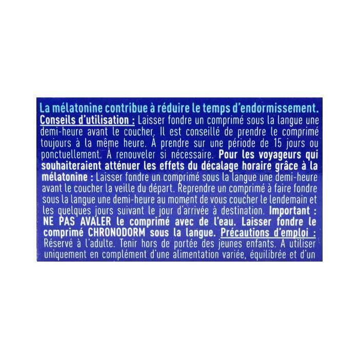 Chronodorm Mélatonine 1mg 30 Comprimés Sublinguaux