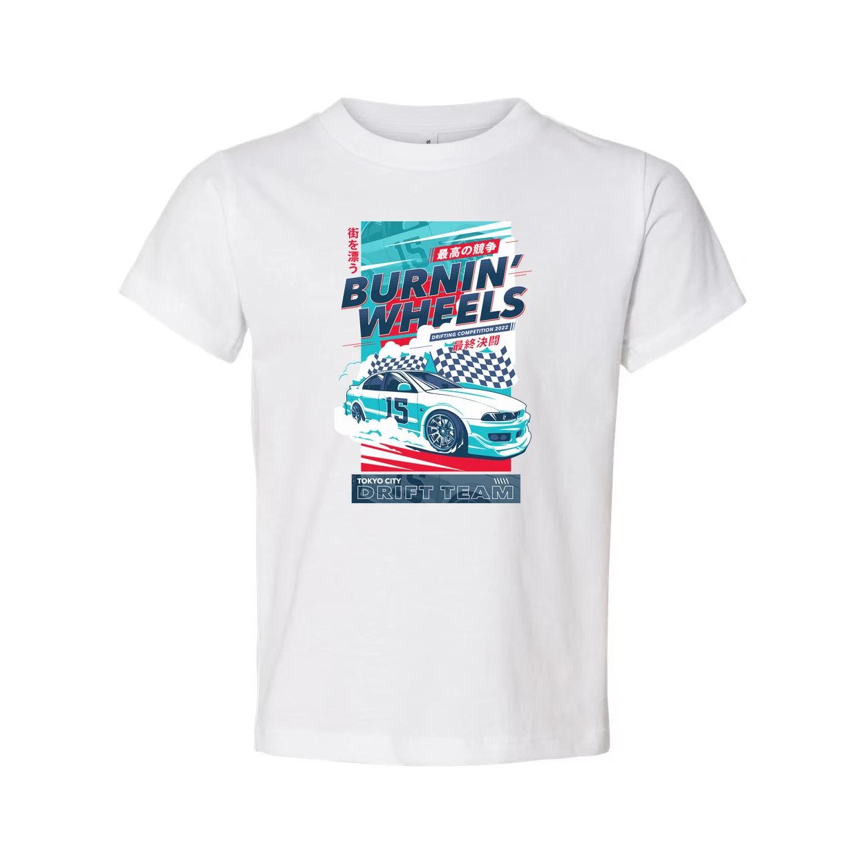 Burnin Wheels Drift Team Graphic Unisex T Shirt With Car Illustration Tokyo City S