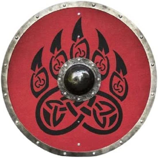 

24-дюймовый воин из дерева и стали Viking Round Shield Armor Готов к битве Декоративный красный