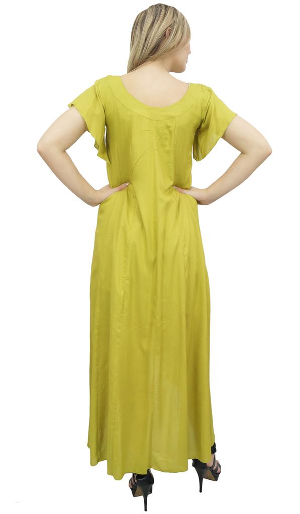 Bimba Women's Cotton Asymmetrical Hem Summer Pockets Dress With Scarf