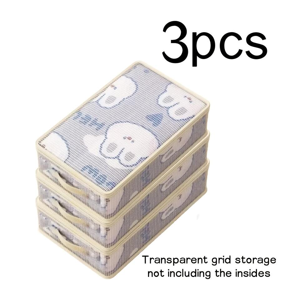 3pcs Large Capacity Mesh Zipper Storage Bags - and Dustproof Clothing Storage Bags, Home Bedding Set Organizer Bags, Household Clothing Storage Boxes 3pcs