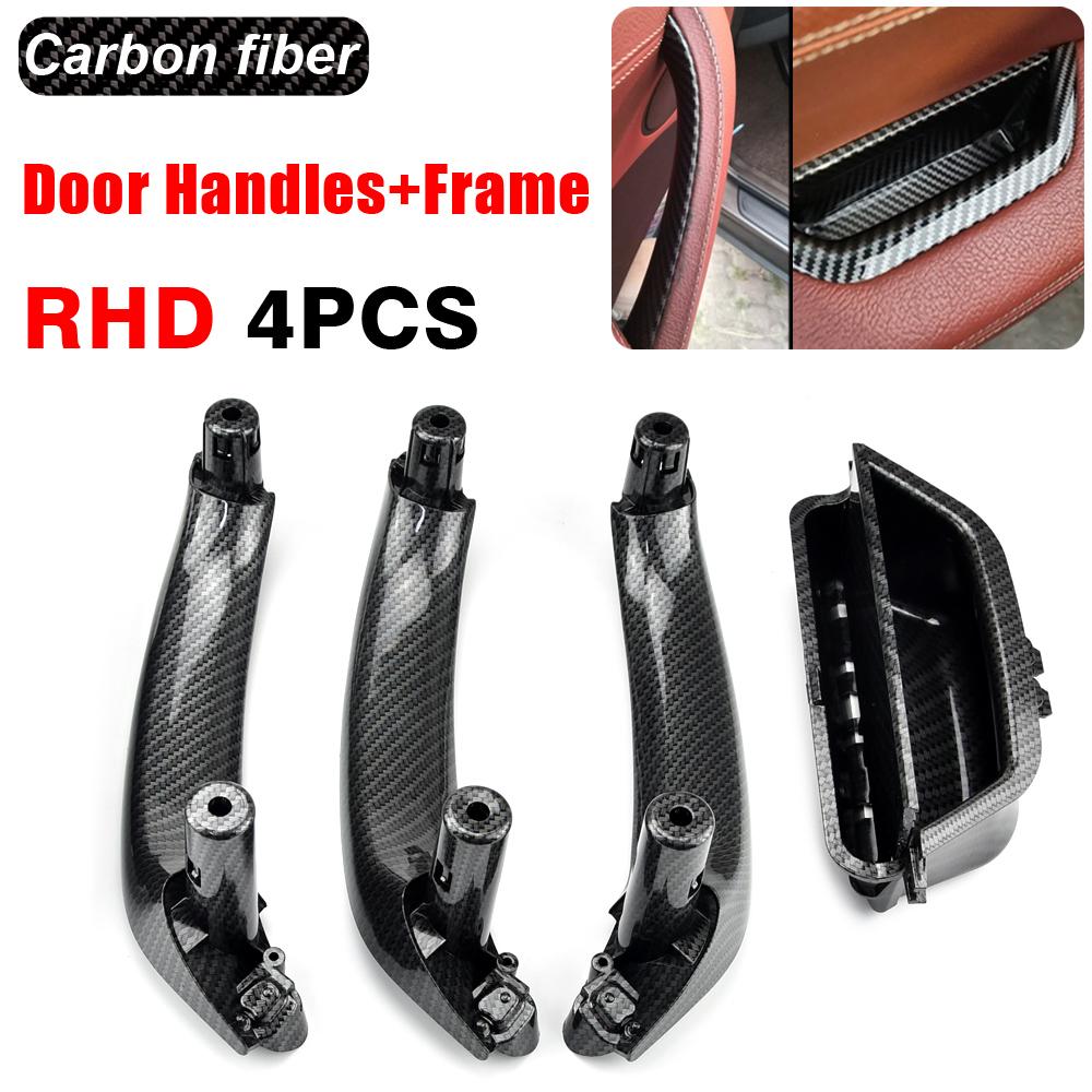 Black Beige Carbon Fiber Color Left Side Door Interior Inner Handle Pull Trim For BMW F25 F26 X3 X4 2011-2017 LH