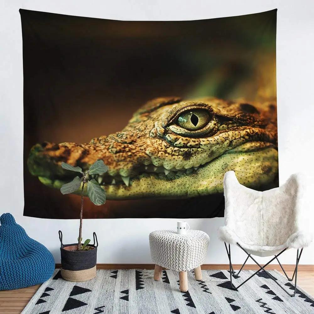 Crocodile Tapestry Alligator Tapestries Wildlife Animal Wall Hanging for Children Boys Teens Crocodiles Wall Art Decorative Room
