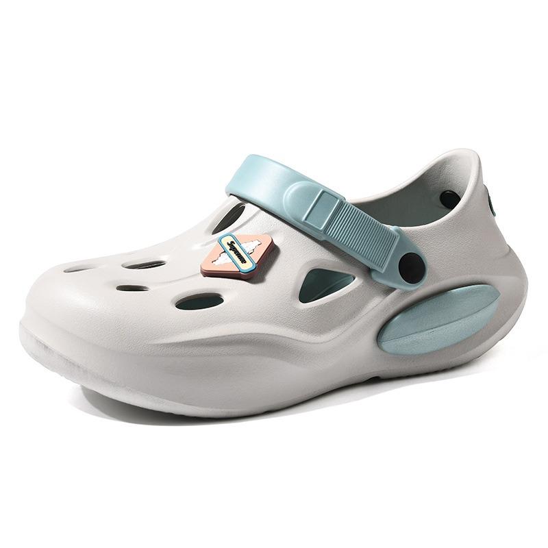 Summer heightening slippers hole shoes women wear thick soles, non-smelly feet non-slip breathable EVA contrasting color wear-resistant bag head drag