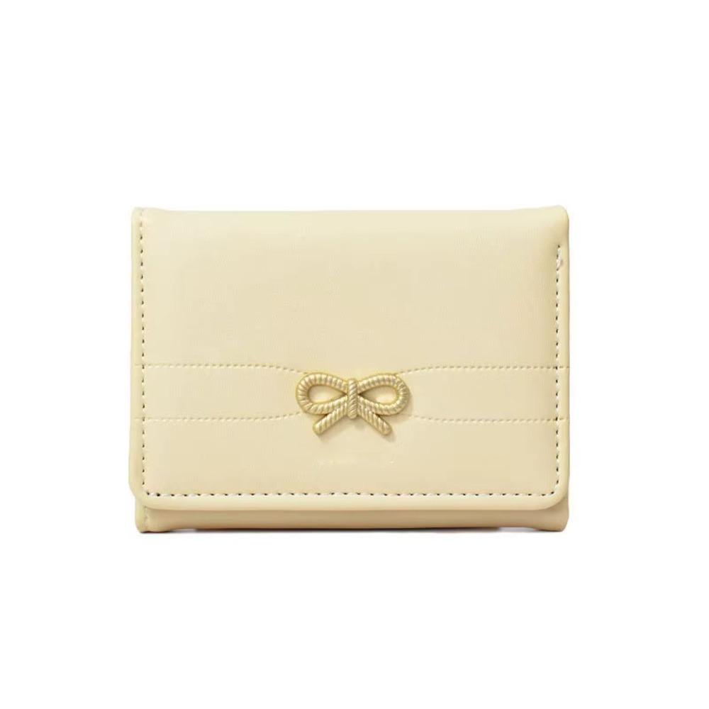 

Bow Mini Portable Purse Solid Color Portable Card Holder Card Organizer Female Lady Girl жовтий